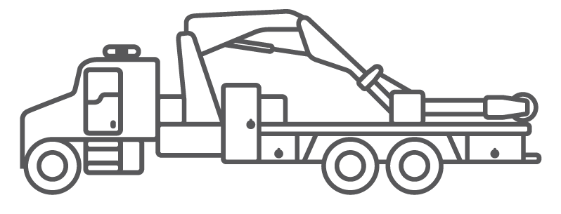 ORO OTR tire truck body series illustrated icon.