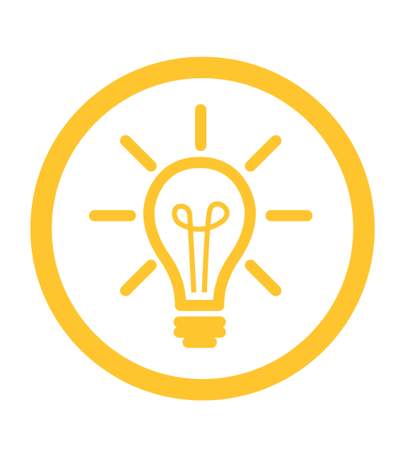 Custom Solutions icon, lightbulb idea.